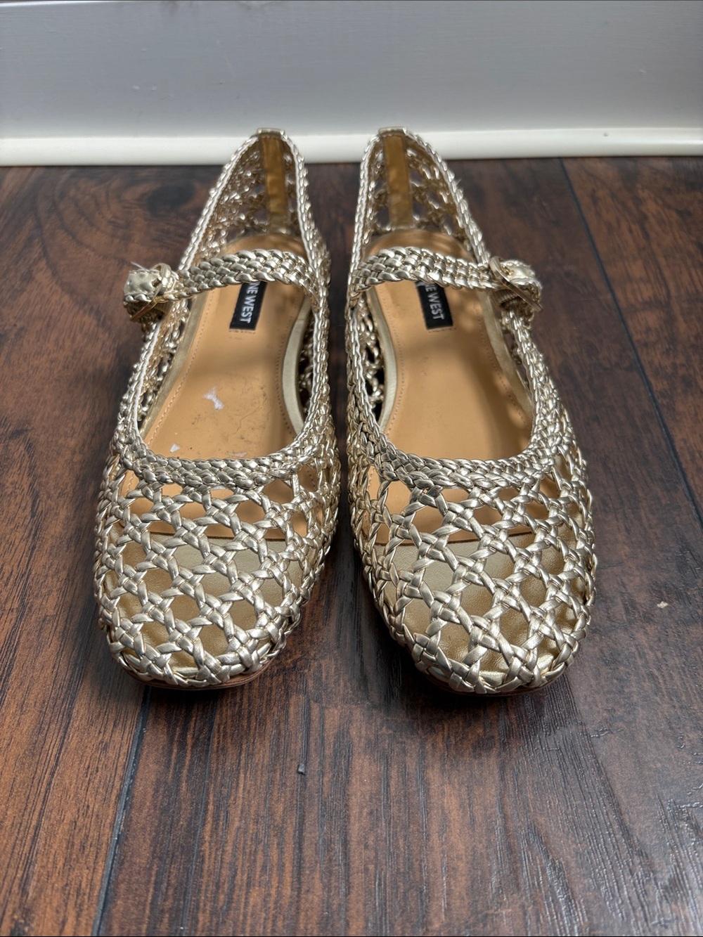 Nine West Metallic Gold Braided Mary Jane Flats